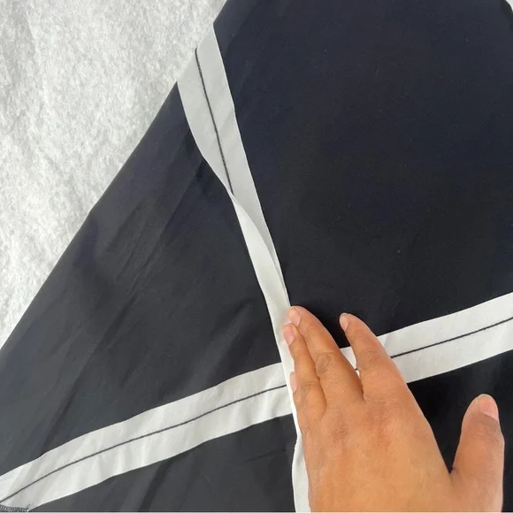 Ozai N Ku Wide Leg Pants Ribbon Appliqué Asymmetric Cutout Hem Zip Elastic Waist - Picture 6 of 16